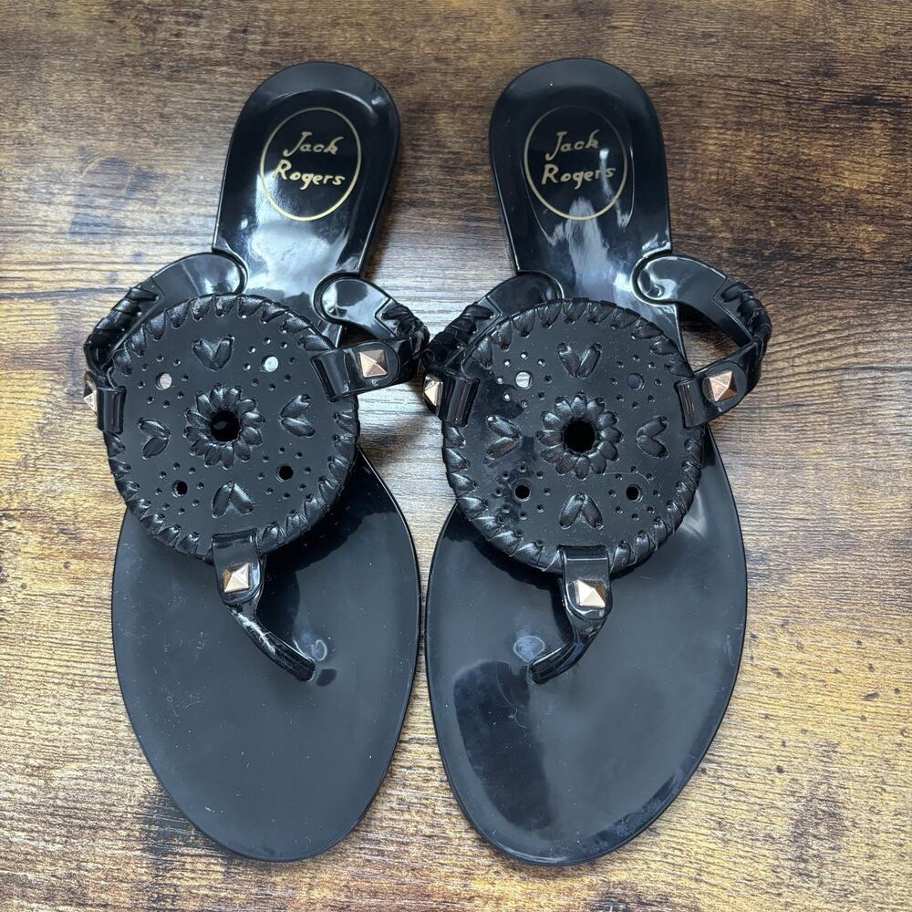 Jack Rogers Georgica‎ Jelly Flip Flop Thong Sandals Womens Sz 7 Black